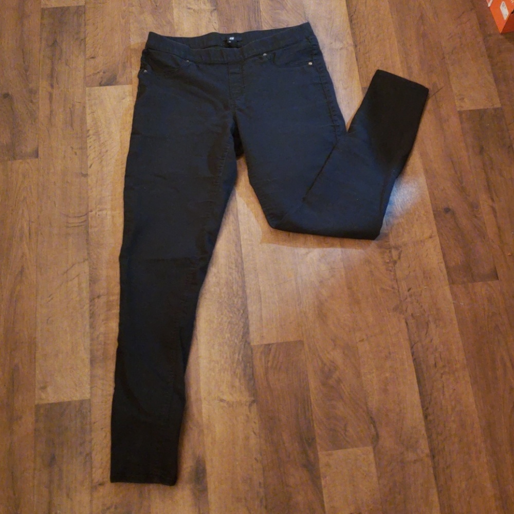 Black stretch waisted skinny dress pants